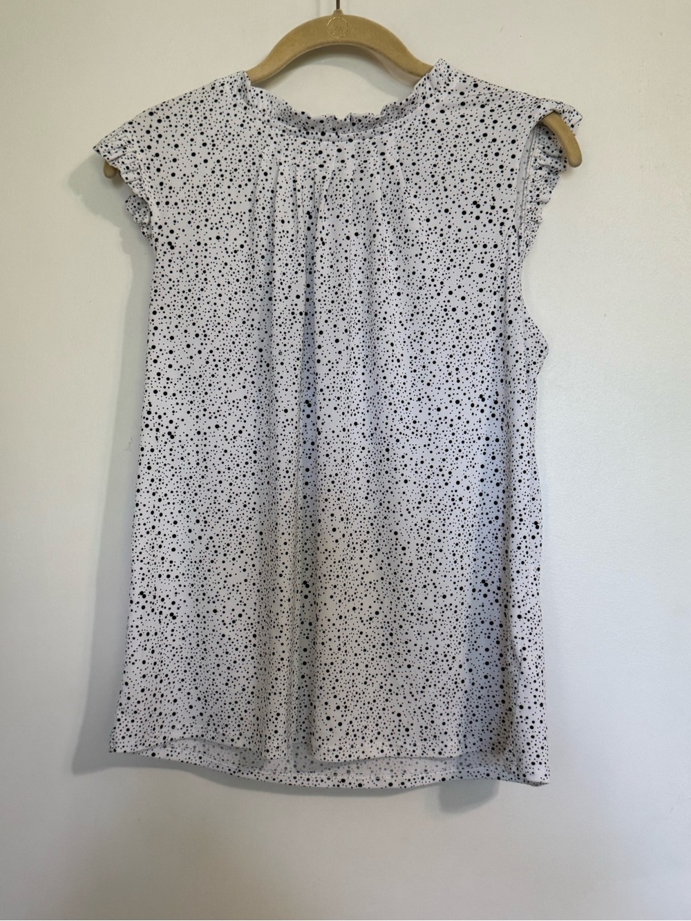 Adrianna Papell White Sleeveless Polka Dot Blouse
